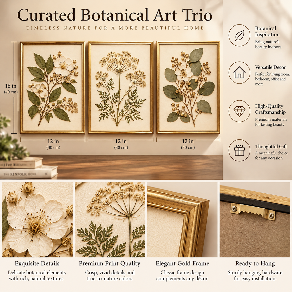 Qbbmnn Curated Botanical Art Trio image 4